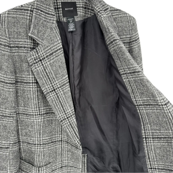 Smythe Oversized Notched Lapel Blazer Gray Glen Check Plaid Small - Picture 15 of 16